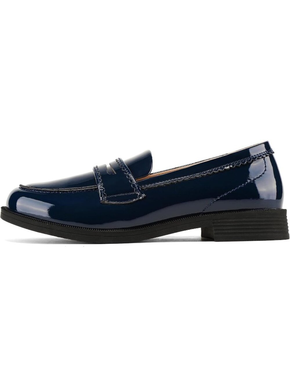 Women's Navy Patent Comfortable Lightweight Moccasins Loafers & Slip-Ons Shoes - Picture 2 of 6